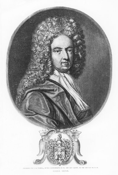Daniel Defoe, grabado por C. A. Powell de Michael van der Gucht